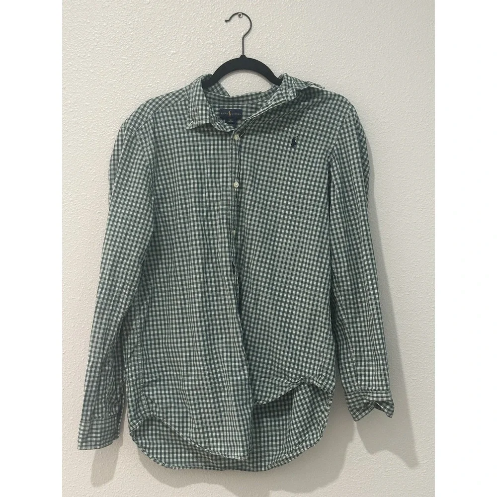 Polo Ralph Lauren Mens XL Green Check Long Sleeve Button Up Shirt